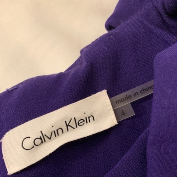 NWOT Calvin Klein Purple Ruffle Shoulder Dress - M - Picture 4 of 8